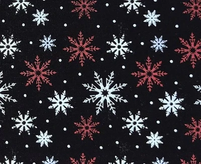Christmas Red White Black Snowflakes Winter David Textiles Cotton Fabric BTY - Image 1 of 4