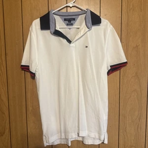 CAMISA POLO TOMMY HILFIGER CUSTOM FIT 100% ALGODÓN BLANCA HOMBRE LOGOTIPO GRANDE - Imagen 1 de 9