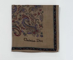 Taschentuch Herren Christian Dior braun Paisley Einstecktuch Baumwolle 18 Zoll - Bild 1 von 5