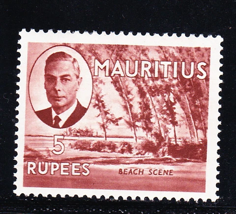 MAURITIUS  Scott # 248  higher value of the set 5 RUPEES  MINT LH  FREE SHIPPING Cover