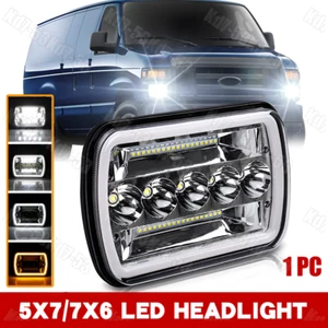 For Ford E-100 E-150 E-250 E-350 Econoline 5x7" 7x6 LED Headlight Hi/Lo DRL Beam - Picture 1 of 12