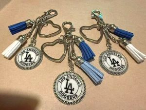 Dodgers Bag Charm Keychain New Heart Tassels Made in USA - Picture 1 of 4