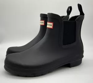 Hunter Women's Original SIZE 9 Chelsea Rain Boots - BLACK - NEW - Picture 1 of 6