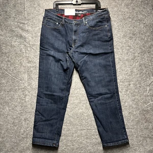 NWT Eddie Bauer Flannel Lined Straight Fit Denim Mens Size 36x30 Stretch Outdoor - Picture 1 of 17