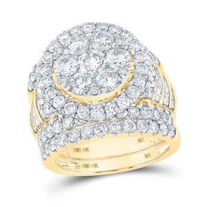 Juego de bandas de anillo de boda redondo de diamantes de oro amarillo de 14 quilates 4-7/8 cttw - Imagen 1 de 1