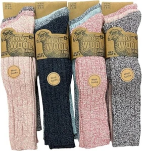 3 Pairs Ladies Soft Thermal Premium Quality Long Wool Blend Boot Socks Mix Color - Picture 1 of 5