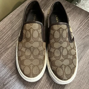 Scarpe da donna Coach Cameron Sig C/Nap sneaker slip on TAGLIA 8,5B marrone - Foto 1 di 7