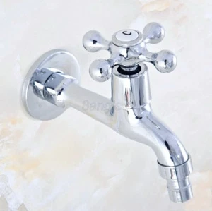 Polished Chrome Cross Handle Garden Washing Machine Water Tap Faucet 8av159 - Picture 1 of 6