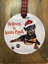 Rottweiler Dog Santa Paws Christmas Ornament