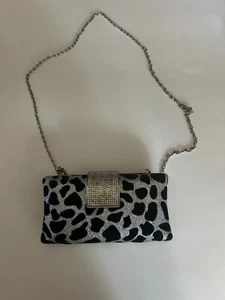 Charming Charlie leopard fur print sparkly rhinestone crossbag - Picture 1 of 2
