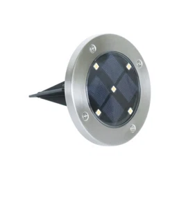 Mainstays Solar Powered Stainless Steel LED Landscape Disc Lights, 12 Lumens (4 - Picture 1 of 9