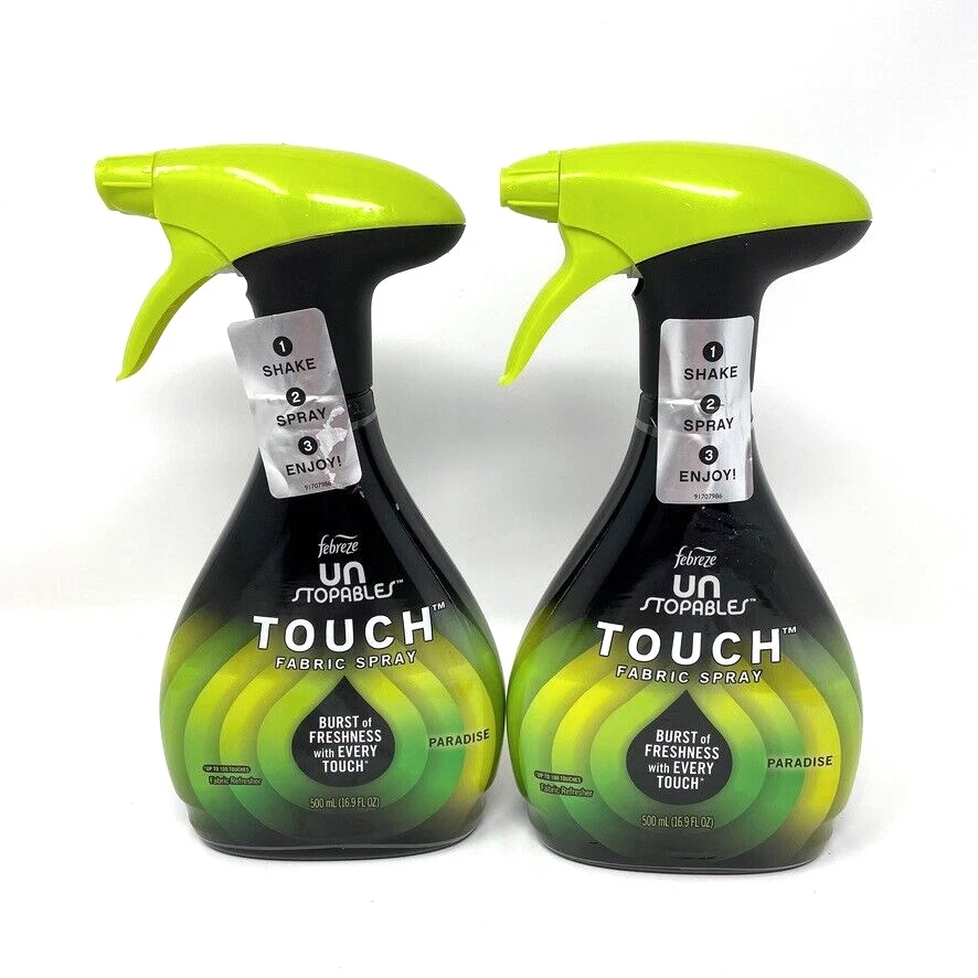 Lot 2 Febreze Unstopables TOUCH Fabric Refresher Spray PARADISE 16.9 Oz Each