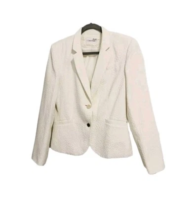 Blazer Traje Chaqueta Calvin Klein Mujer 6 Pequeño Marfil Dorado Carrera Profesional Foto 1 de 4
