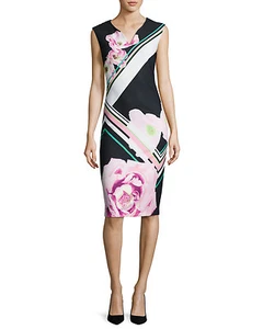 NUEVO Beige de ECI Cuello Dividido Vaina Vestido TALLA 8 - Imagen 1 de 4
