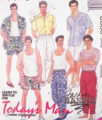 Mens Shirt Tank Top Shorts Pants Sewing Pattern Size L 42 44 McCalls Todays Man - Image 1 of 2