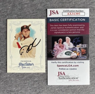 DUSTIN PEDROIA AUTOGRAPH 2013 TOPPS ALLEN & GINTER #200 TRADING CARD JSA AX31395 - Image 1 of 2