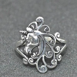 Unicorn Head Ring Sterling Silver Reiki Pagan Myth Magic Wicca Delightful Gift - Picture 1 of 6