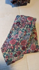 Vintage Liberty of London Mens Necktie Black Cotton Tie Floral Roses USA Made - Picture 1 of 1