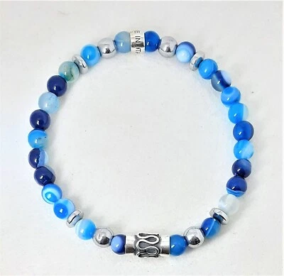 Bracciale Uomo Ananda 925 Elastico Con Pietre Blu E Celesti A-ELBR002 - Immagine 1 di 3
