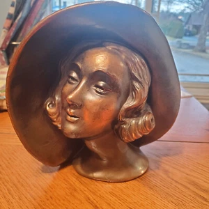 Plaster bust with copper finish, pre 1950. A true antique. In perfect condition - Bild 1 von 6
