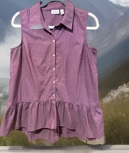 LOGO by Lori Goldstein button Up, High/low tank Top, Stripped EUC Size  small - Picture 1 of 7