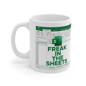 Taza Freak in the Sheets Divertida Excel Nerd Geek Trabajo Navidad Secreto Santa - Imagen 1 de 8