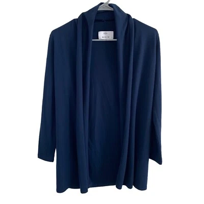 ALLUDE Open Front Lightweight Cardigan 100% Wool Navy Blue Women’s XS - Image 1 of 4