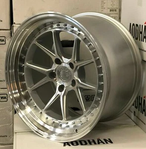 18x9.5 5x114.3 +15 Aodhan DS08 Silver Machined 18 Inch Concave Wheels Set 4 - Picture 1 of 4