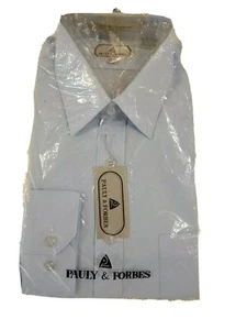 Nueva Camisa de Vestir Pauly & Forbes Para Hombres Azul Mezcla de Algodón Manga Larga 15 1/2 34-35 - Imagen 1 de 5