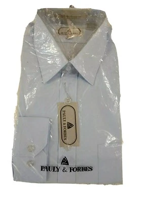 Nueva Camisa de Vestir Pauly & Forbes Para Hombres Azul Mezcla de Algodón Manga Larga 15 1/2 34-35 Foto 1 de 4