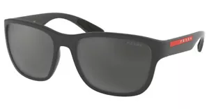 PRADA SPORT Sonnenbrille Farbtöne Gestell GRAU GUMMI PS01US UFK5L0 grau verspiegelt schwarz - Bild 1 von 5