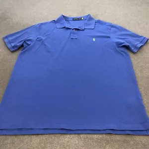 Polo Ralph Lauren Polo Shirt Mens 2XLT Tall Blue Small Pony Short Sleeves Cotton - Picture 1 of 13