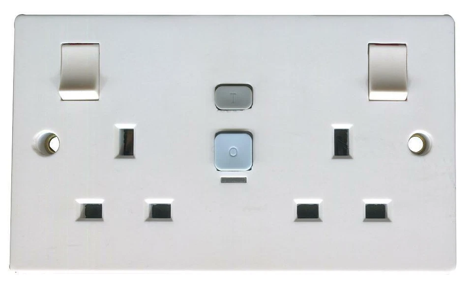 PRO ELEC - 13A 2-Gang RCD Switched Mains Socket, 30mA, <30ms - Image 1 of 1