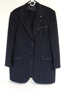 Milano Moda 3 Button Men's Suit 42R Black pin Striped Pants 36x27 - Picture 1 of 9