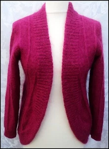 Vintage 1980s cardigan LITTLEWOODS fuschia mohair blend cardi fits size 8-10 UK - Picture 1 of 6