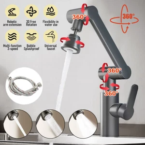 Bathroom Basin Kitchen Sink Faucet 1080° Swivel Single Handle Mixer Tap 3 Modes - Picture 1 of 12