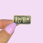 Pronoun Pin He/him Black & Gold Enamel | Badge | Brooch | Lapel Pin | Gift