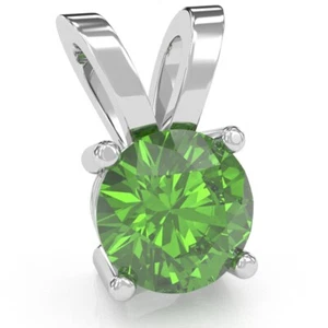 Peridot Solitaire Pendant In 14k Solid Gold - Picture 1 of 20