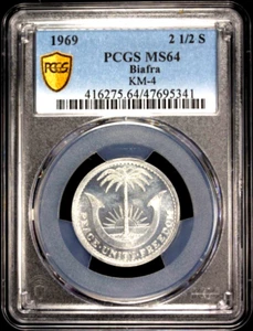 1969 Biafra 2 1/2 Shillings, PCGS MS 64, KM-4, Attractive, Nigeria - Picture 1 of 2