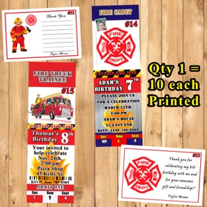 Fire Truck Invitations 10 ea with Env or Thank You Cards Personalized - Picture 1 of 6