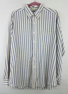 BROOKS BROTHERS WHITE BLUE YELLOW STRIPED Button Down SHIRT Large  - Picture 1 of 6