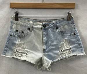 Highway Jeans Womens Teens Juniors Distressed Blue Cotton Denim Shorts Size 22 - Picture 1 of 11