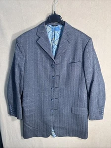 Polsino chirurgo Holland & Sherry 44XL grigio blu a righe gabardine 5 cinque bottoni - Foto 1 di 14