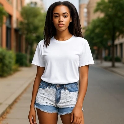 Y2K Roxy White Lace Denim Short Shorts Raw Hem Junior Size 0 Waist 24 - Image 1 of 4