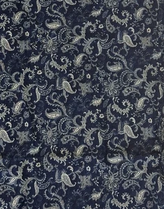 SEVENBERRY Jacobean Paisley Fabric Indigo Floral Japan Remnant  2.75 Yards x 40" - Picture 1 of 6