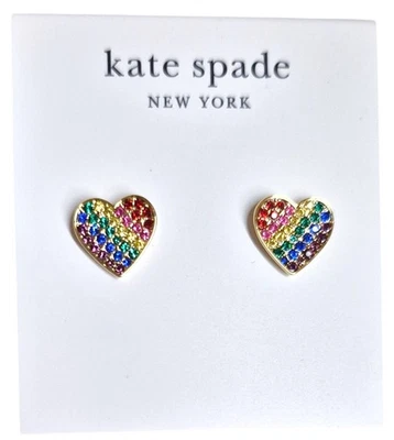 Pendientes Kate Spade Arco Iris Alegría Corazón Multicolor Circonita Cúbica KH701 Nuevos Foto 1 de 4