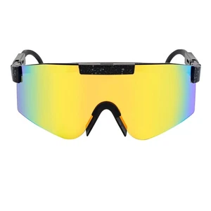 COBRA - Adjustable Rimless Shield Sunglasses Black Gray-Speckled Orange Mirror - Picture 1 of 10