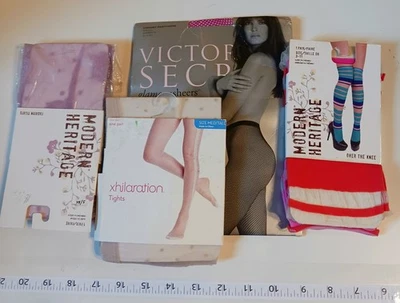 VICTORIA SECRET современного наследия XHILARATION чулок лот рыболовная сеть розовый красный фиолетовый - Изображение 1 из 4