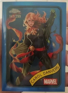 2025 Topps Chrome Marvel #172 Carol Danvers True Blue Refractor /299 - Picture 1 of 2