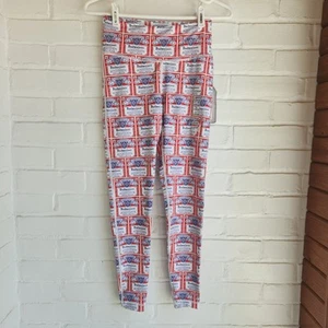 Neu mit Etikett Budweiser Damen Leggings Allover-Druck Logo Spruch Größe XS - Bild 1 von 6
